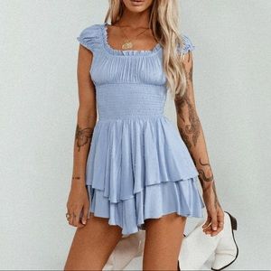 COPY - Princess Polly Blue Love Galore Romper Dress • Size 4